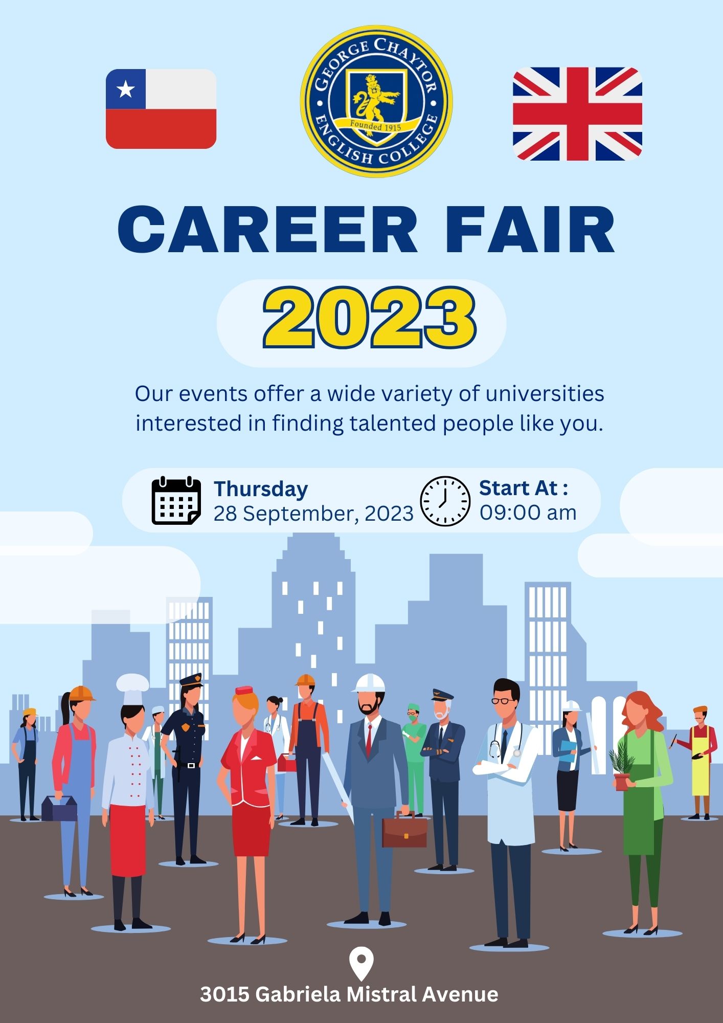 II Career Fair Colegio George Chaytor   Blue And White Illustration Career Fair 2024 Poster 1 1 